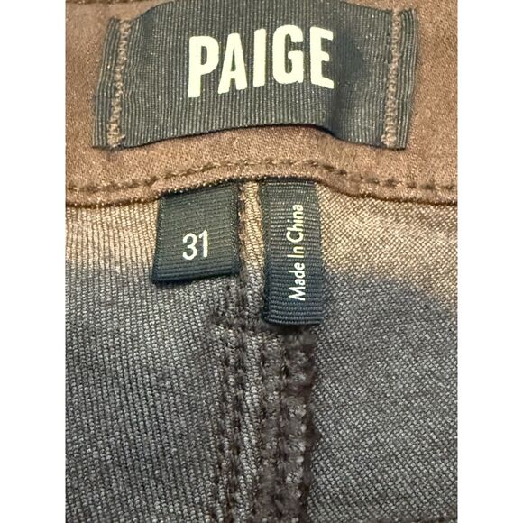 Paige Cindy Coated High Rise Straight Jeans Brown Size 31 Chic Night Out - Picture 5 of 12